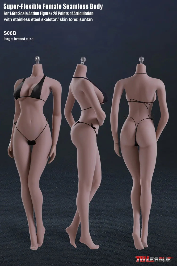 Tbleague Phicen 1/6 Weibliche Puppe mit superflexiblem Körper, ohne Kopf, sonnengebräunte/blasse Haut, kleine/mittlere/große Brust, 12 Zoll weibliche Actionfiguren