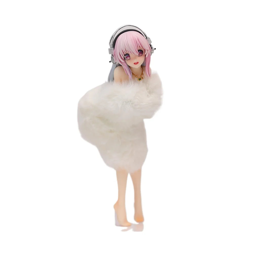 Super Sonico Anime Figure Pvc Collectible Model Fluffy Fur Bikini Style Desktop Decoration Ornament For Anime Collectors