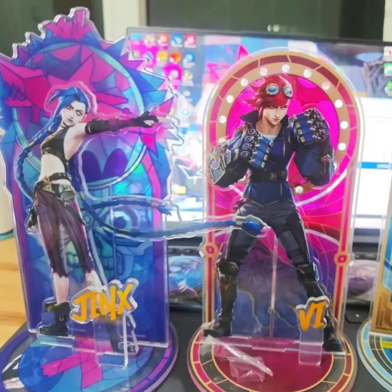Hot Game League Of Legends City Of Two Cities Jinx Vi Caitlyn Kiramman Sign Perimeter Cartoon Anime Figure Model Decor Gift