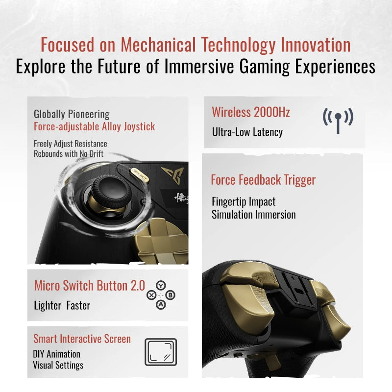 Flydigi APEX 4 / Black Myth Wukong Gamepad 2000hz Wireless Force Feedback Alloy Rocker Game Controller For Switch Android Steam