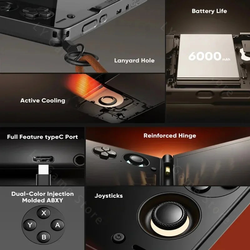 In stock AYN Thor 6'' OLED Dual Screen Gaming Handheld Qualcomm Snapdragon CPU Android13 6000mAh Hall Stick Game Console