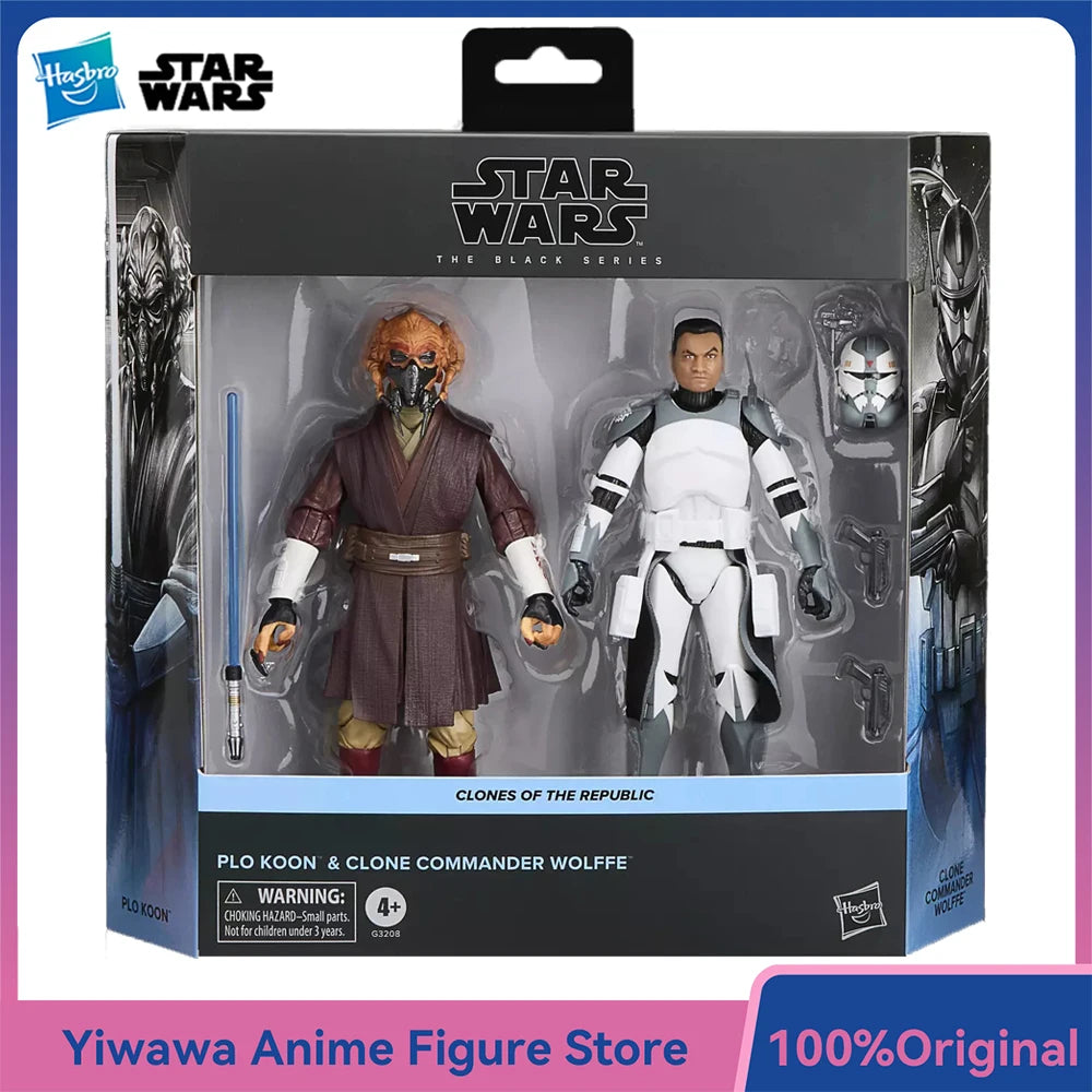 Original NEW Hasbro STAR WARS The Black Series Plo Koon & Clone Commander Wolffe 2-Pack 15cm Anime Figure Action Model Toy Gifts