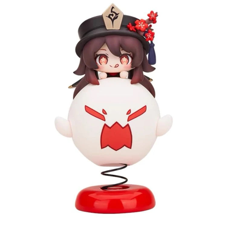 10 cm große Genshin Impact Hu Tao Actionfigur, Cartoon-PVC-Mädchen, Modell Q Edition, niedliche Dekoration, Sammlerstück, Schreibtischdekoration, Geschenk, Spielzeug