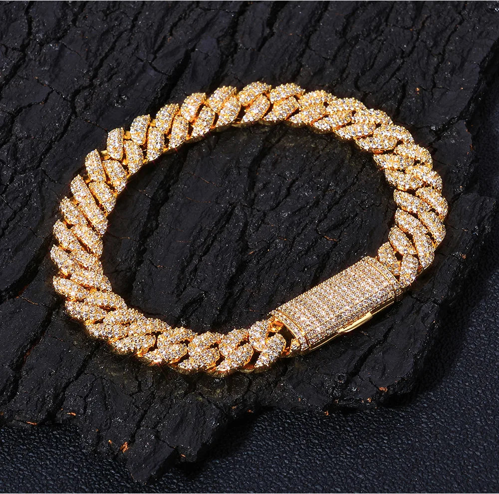 Hip hop Men's Bracelet CZ Ice Cuba Chain Luxury full Diamond Miami 10mm Suitable for Women's Popular Birthday Gift