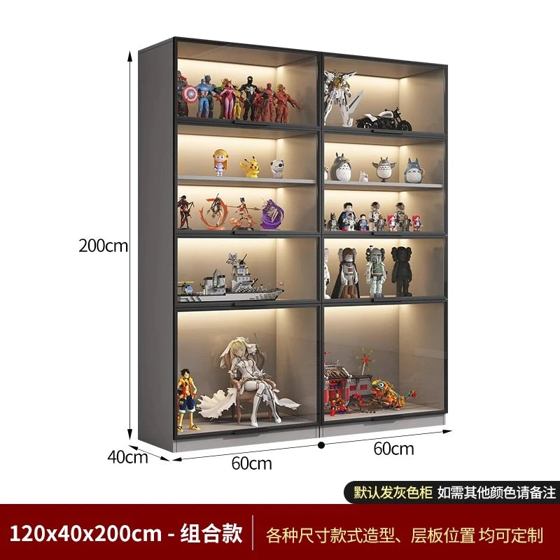 Customized Bookcase Glass Door Dust-proof Bookshelf Figure Lego Model Display Home Living Room Display Wine Cabinet Transparent