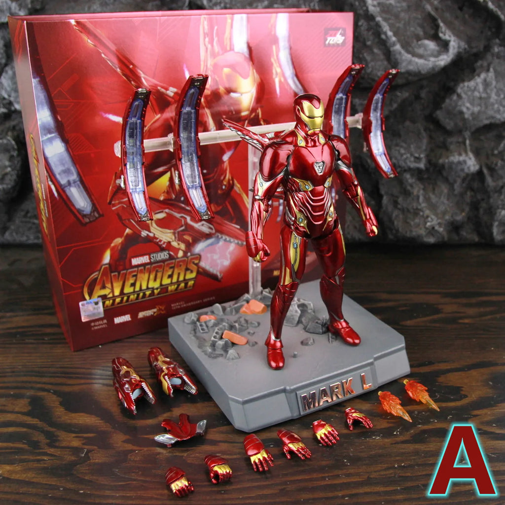 ZD Toys Deluxe Ironman Mark L 50 MK50 Nano Armor Weapons 7" Action Figure LED Light Platform Tony Stark Infinity War Model Doll