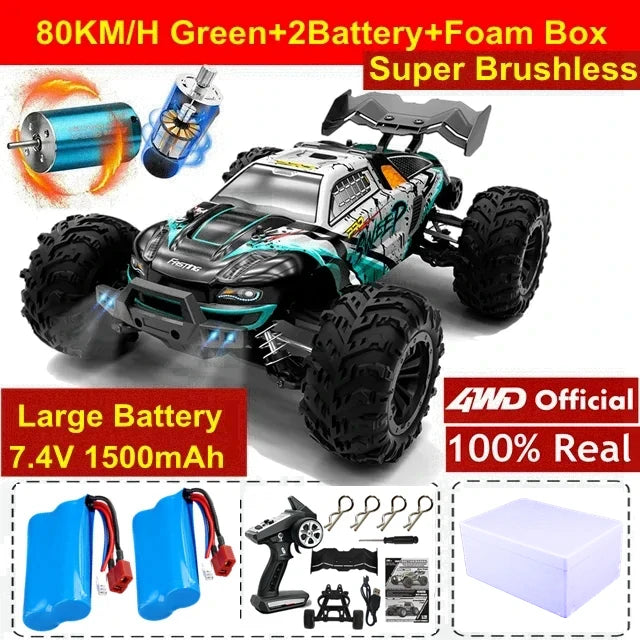 4WD Ferngesteuertes Auto Offroad 4x4 RC High Speed ​​Buggy Truck Super Brushless 50 oder 80KM/H Schnelles Drift Racing Spielzeug Kinder Erwachsene