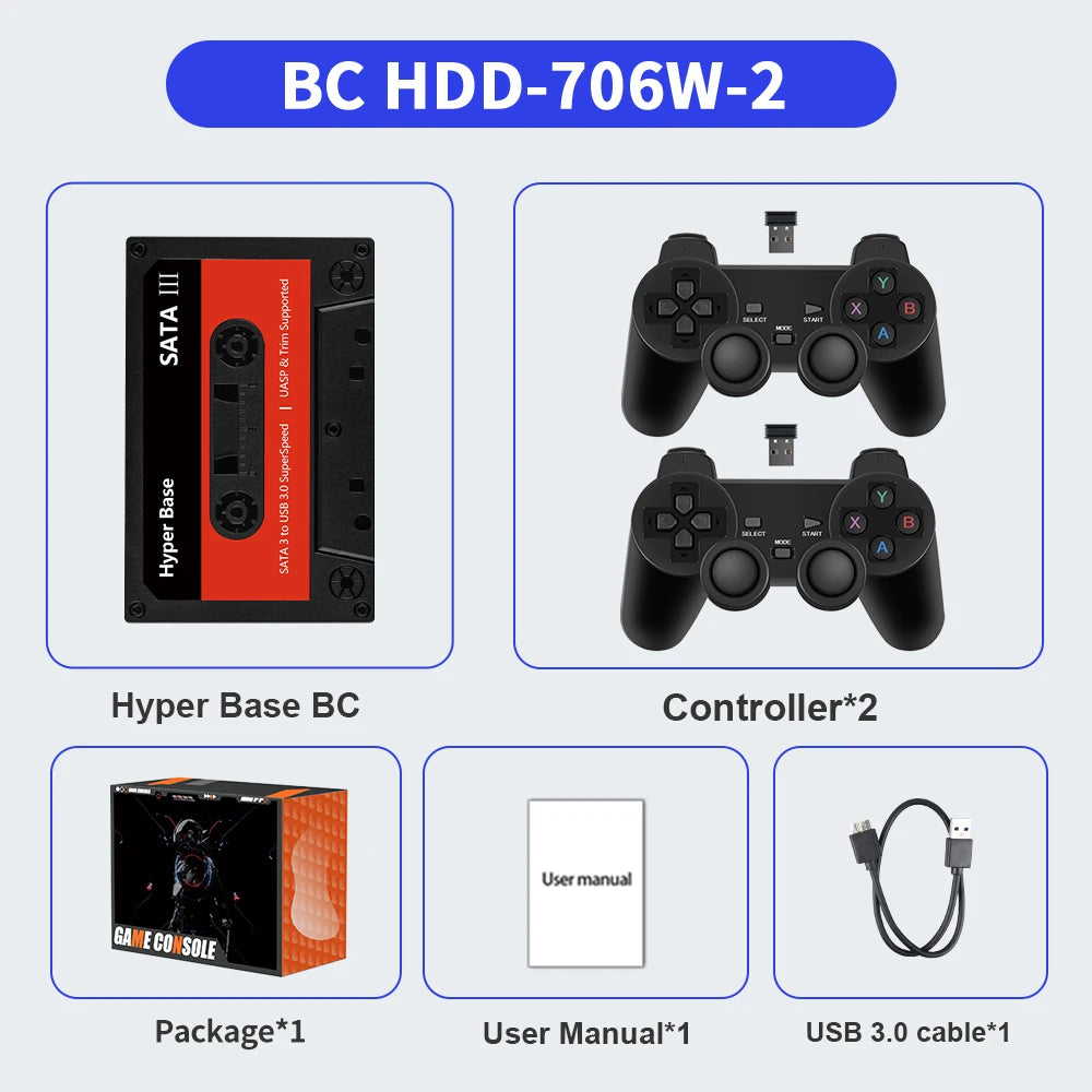 Portable External 2T HDD Batocera 35 Built in 52000+Games For PS3/PS2/Wii/WiiU/DC/N64/MAME/SS Game Console for Windows PC/Laplop
