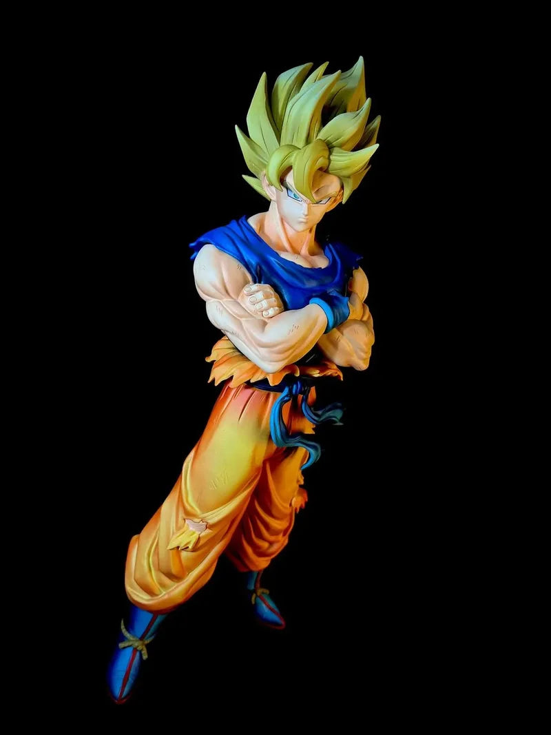 Generic Dragon Ball Super Saiyan 2 Goku Folded Arms Action Figure PVC GK Statue Desktop Decor Ornament For Anime Collectors