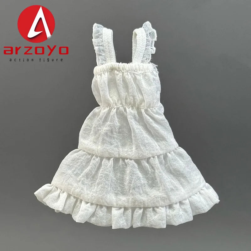 1/12 Scale Female Solider Lace Shoulder Strap Cake Skirt Dress Clothes Model Fit 6'' Ob11 Azone Figma Romankey Action Figure
