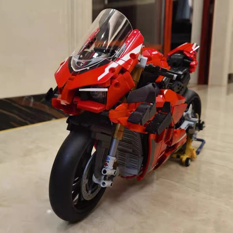 1:5 Технически V4S Мотоциклетни строителни блокове Високотехнологичен градски мотоциклет Локомотив Модулни тухлички Моделни играчки За детски подаръци MOC