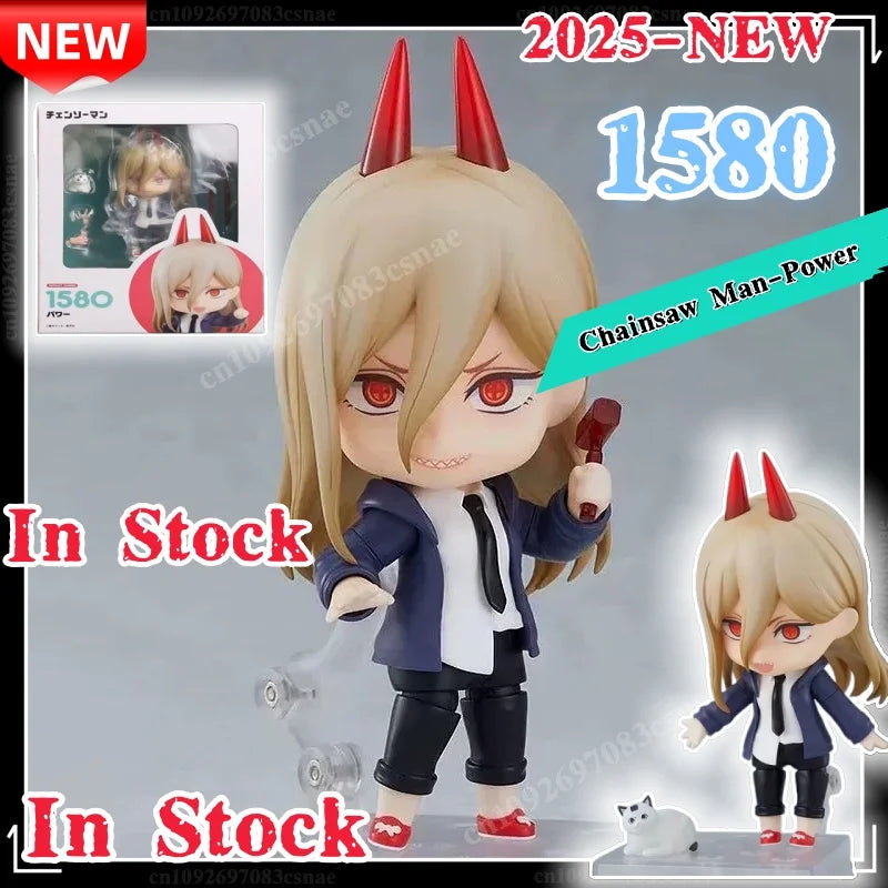 10cm Chainsaw Man Power Q Version Nendoroid Action Figure Interchangeable Face Anime Figure PVC Model Toy With Stand Decor Gift