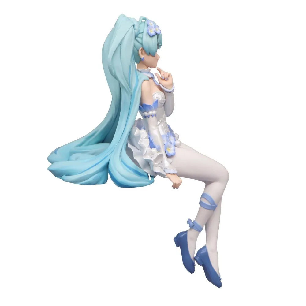 New Hatsune Miku figure Pink Butterfly Fairy white dress sitting Noodles PVC model toy cake home decoration collect gifts