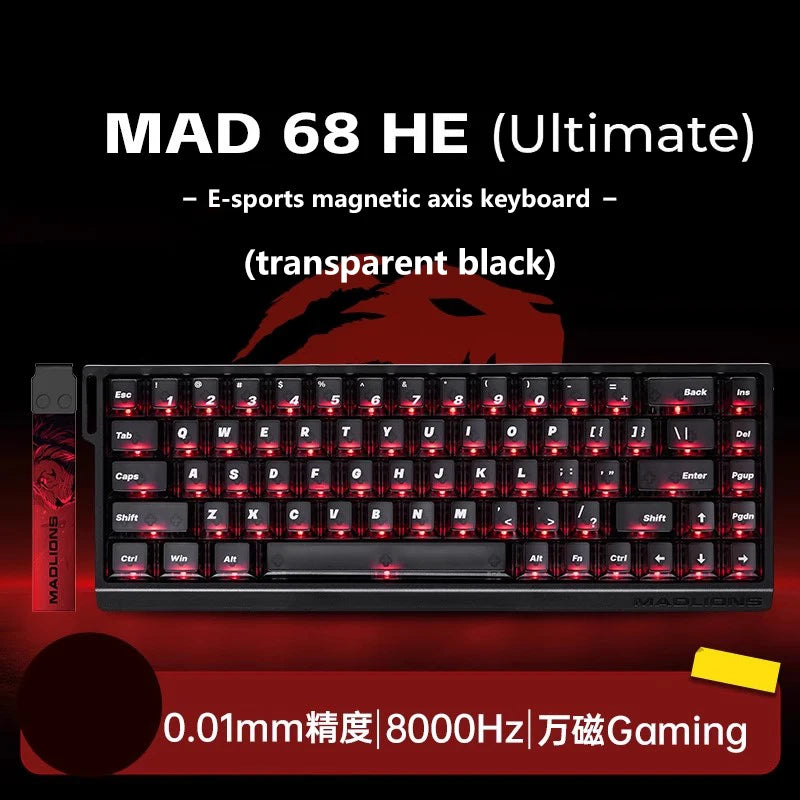 Mad 60he Mad 68he Жична механична клавиатура за игри с магнитен превключвател RT 0.02mm 0.04mm 8K Polling Rate RGB Hotswap клавиатура