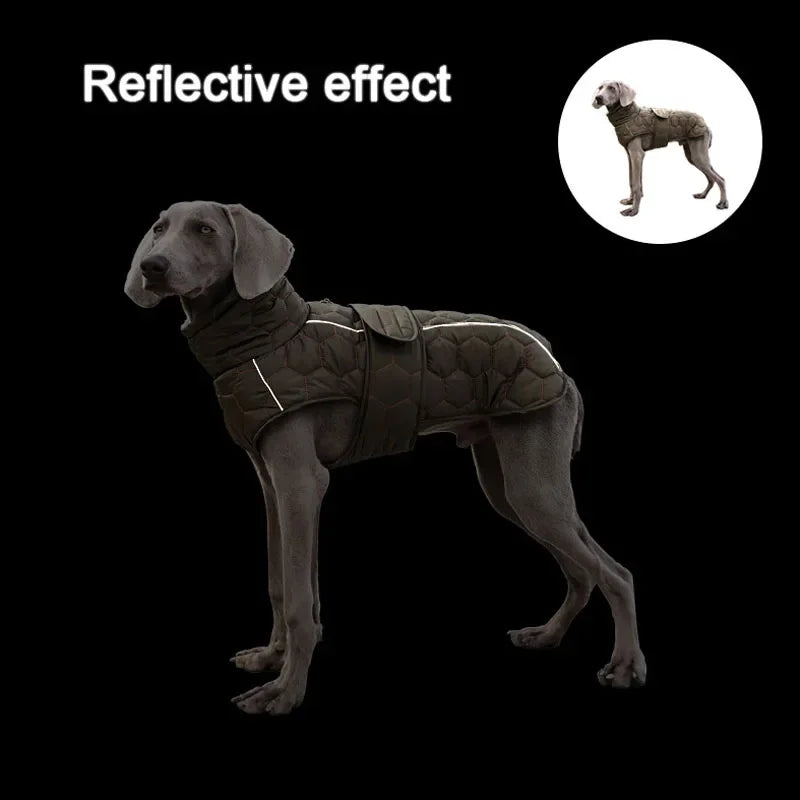 Big Dog Winter Coat Fleece Jacket Dog Clothes for Large Breed Reflective Snowsuit Waterproof Windproof Cold Weather Pet Apparel