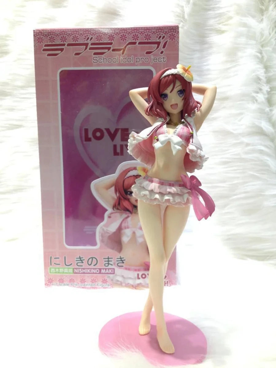 23cm Love Live! Anime Figure Sexy Swimsuit Girl Nishikino Maki Action Figure 9-Member Girl Group Love Live Figurine Model Toys