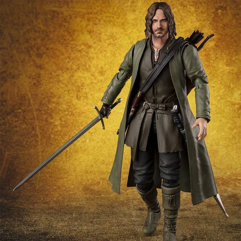 Bandai  Original box SHF THE LORD OF THE RINGS Aragorn Figure Finished Model kit  Anime full Action Toy Gift for kids In shock