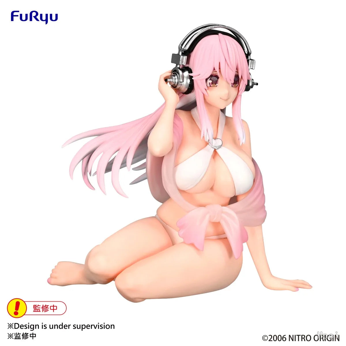 In Stock FuRyu Original Genuine Sexy Anime Girl Super Sonico Noodle Stopper White Bikini Ver. 11cm Collections Model Toy Figures