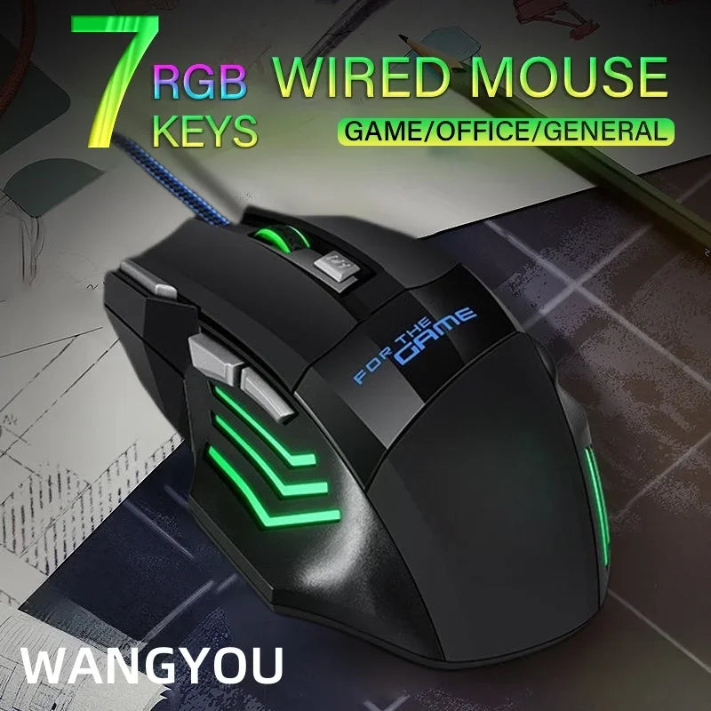 Kabelgebundene Maus mit buntem Atemlicht, geeignet für Notebook-Desktop-Computer, E-Sport-Spiel-Computermaus
