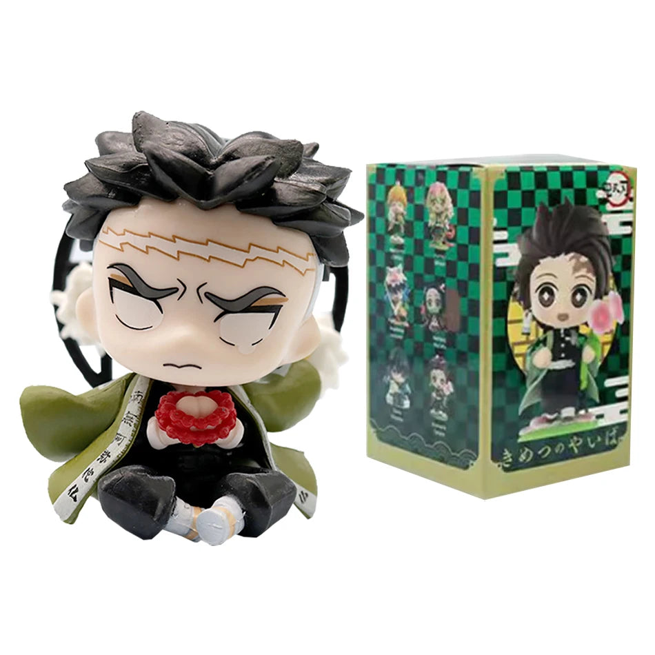 Anime 6Pcs/Set Q Version Demon Slayer Figurine  Boxed Model Ornament Accessory Cartoon Movability Kits Mascot Kid Toy Gift