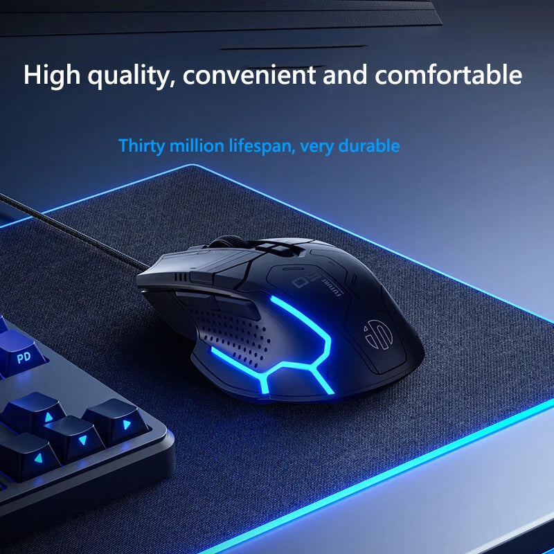 Inphic PG9 Wired Mouse 75g Lightweight Gaming Mouse for Esports Games 12800DPI 6 Buttons RGB light effect