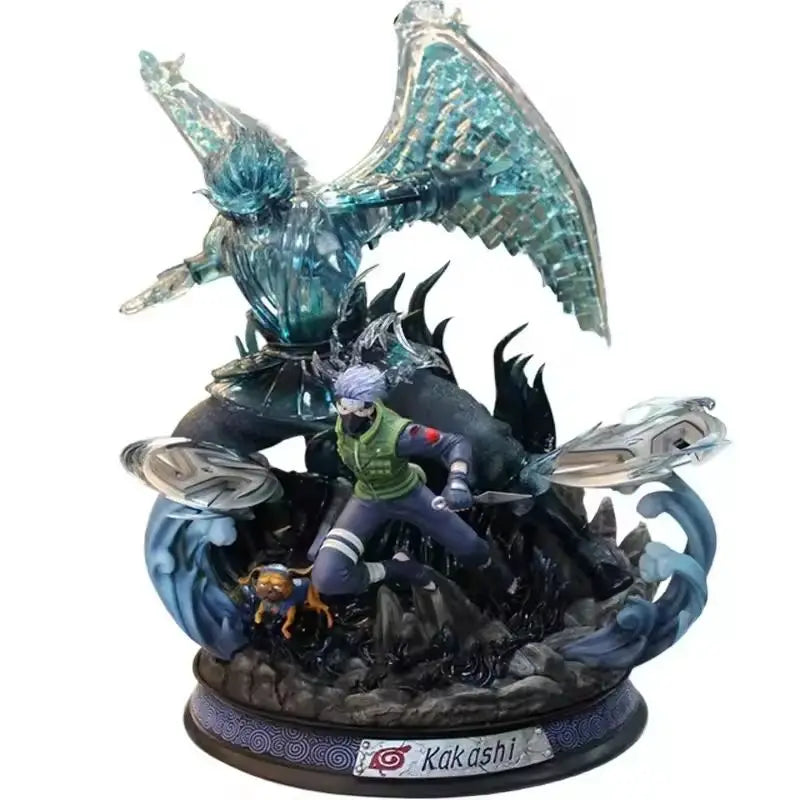 Gk Naruto Shippuden Anime 35 Cm Action Figure - Kurama Chakra Mode With Sasuke Itachi Statue Collection Toy Kyuubi Figma