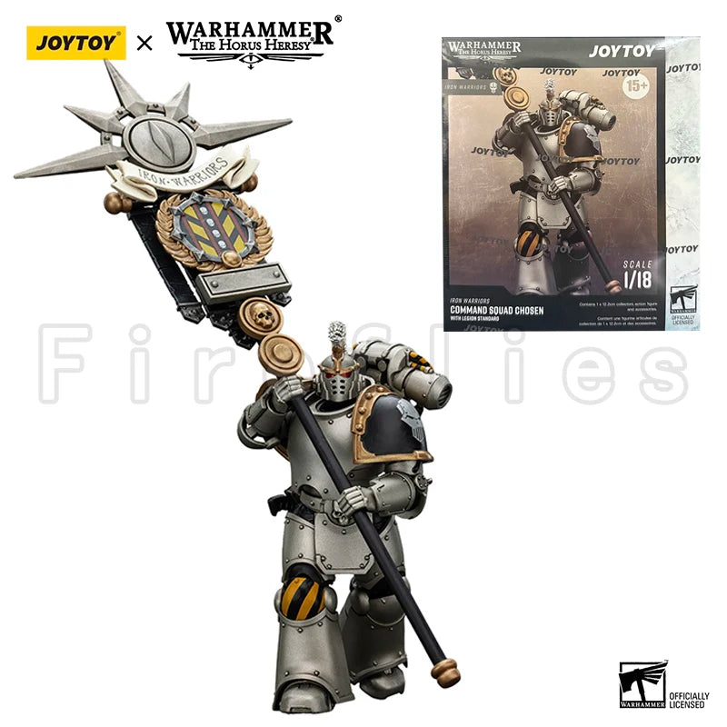 1/18 JOYTOY Action Figure Horus Iron Warriors MKVI Tactical Sergeant and Command Squad Chosen with Legion Standard