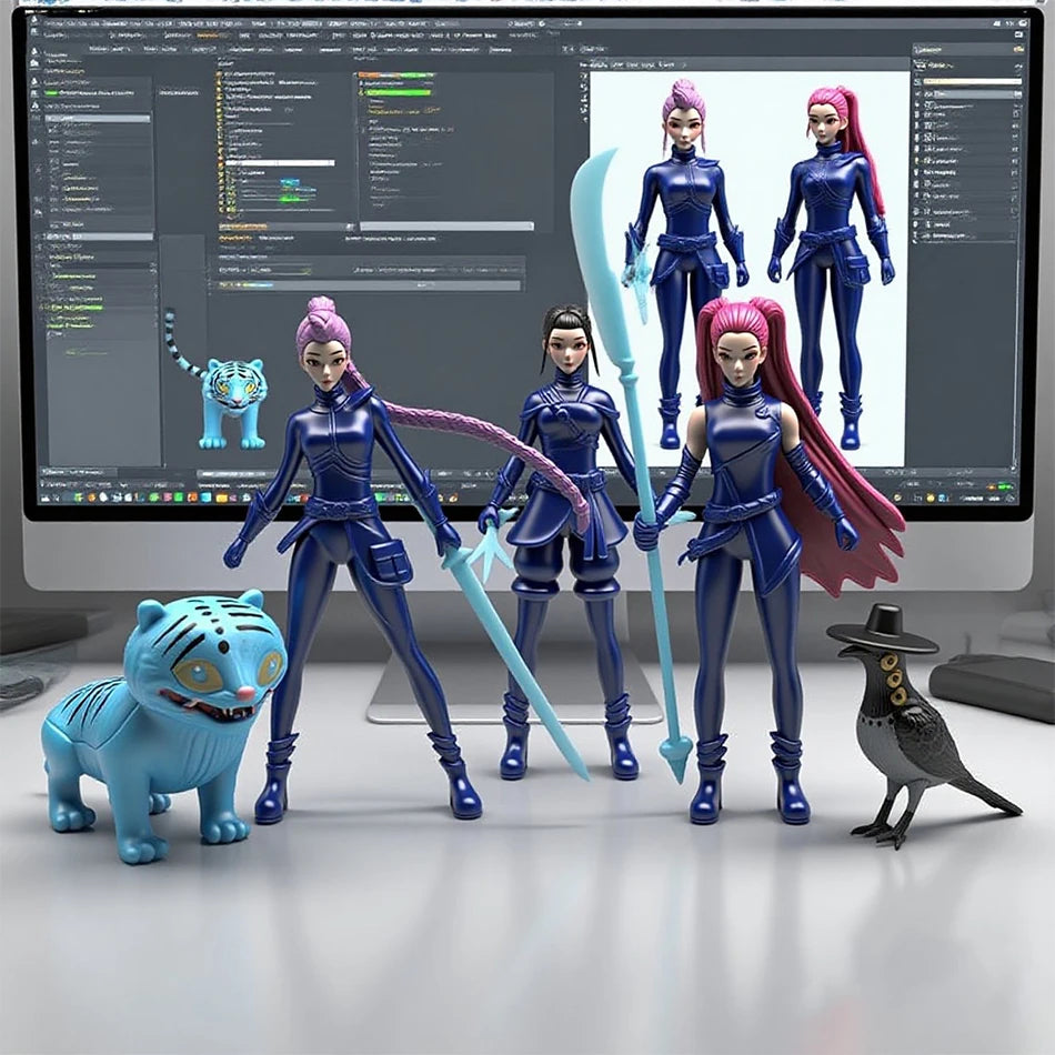 5pcs/Set Kpop Demon Hunters Action Figure Toy Derpys Tiger Rumi Mira Zoey Sussy Figurine Doll For Fans Gift