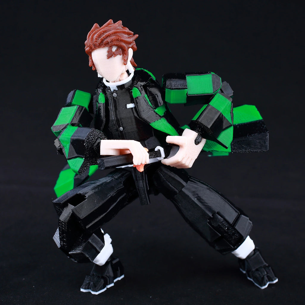 9L3D-gedruckter Dämonentöter AKAZA Tanjiro Kamado Lucky Dummy 13 bewegliche Gestaltwandler-Actionfiguren Schaufensterpuppenspielzeug für Anime-Fans