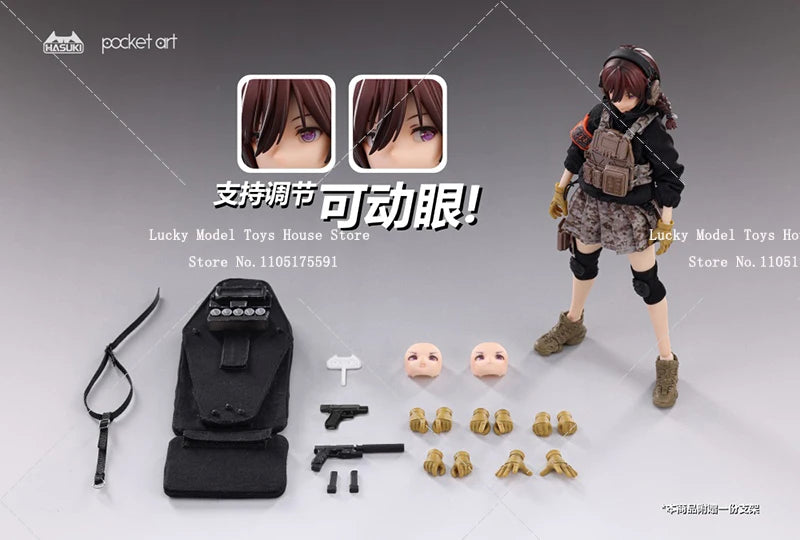 HASUKI Series Pocket Art PA004 1/12 Heavy Shield Holder Guardian Uzukirei Action Figure Movable Delicate 6" Female Soldier Doll