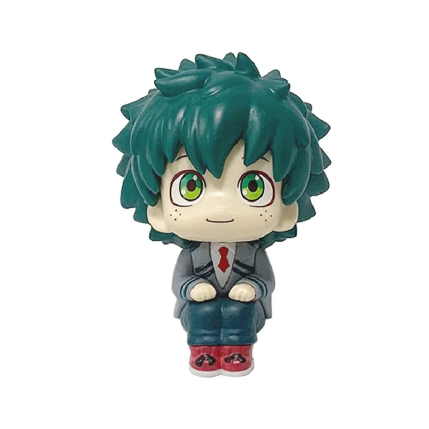 Q Version My Hero Academia Midoriya Izuku Katsuki Mini Figure Anime Periphery Kawaii Sitting Toy Desktop Car Ornament Model Gift