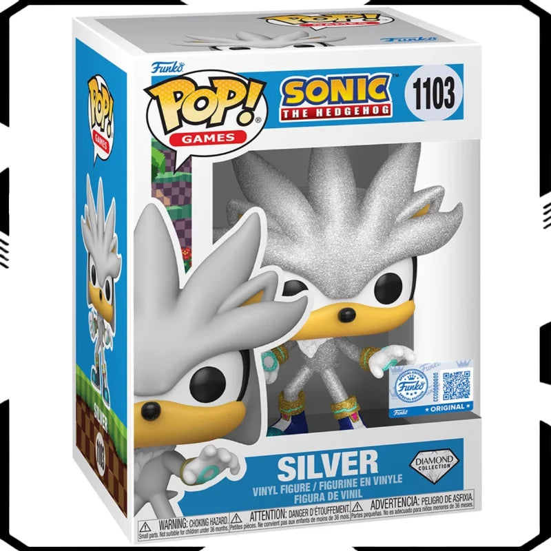 FUNKO POP Original Sonic Anime Figure Silver 1103 Action Figure Toys for Boys Girls Kids Gift Collectible Model Ornaments