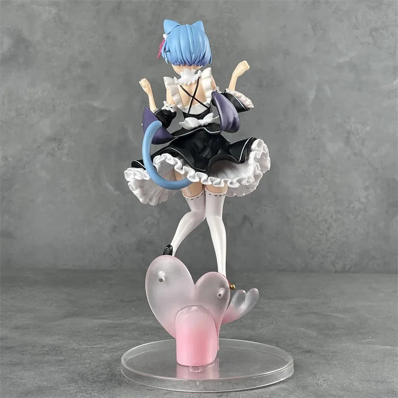 1/7-teiliges Set Anime Re: Leben in einer anderen Welt von Zero Rem Cat Ear Ver. Komplette PVC-Actionfigur Sammlermodell Spielzeugpuppe