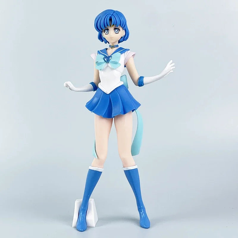 22cm Anime Sailor Moon Figure Sailor Mars Sailor Mercury Action Figures Hand Made Toys Kawaii Model Doll Ornaments Kids Gifts