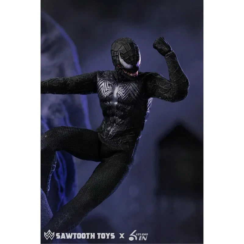 In Stock 6in & Sawtooth Toys Venom Spider-Man Symbiotic Variant 1/12 Action Figure Anime Model Trendy Toy Gift Collectibles
