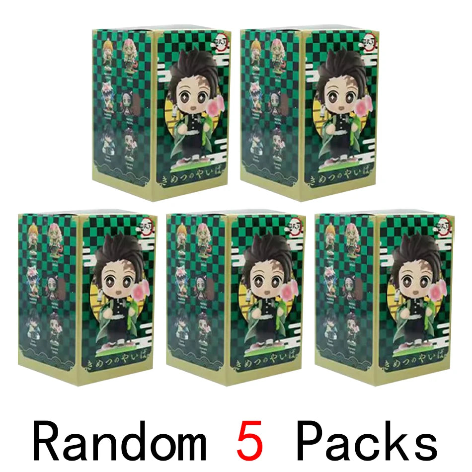 Anime 6Pcs/Set Q Version Demon Slayer Figurine  Boxed Model Ornament Accessory Cartoon Movability Kits Mascot Kid Toy Gift