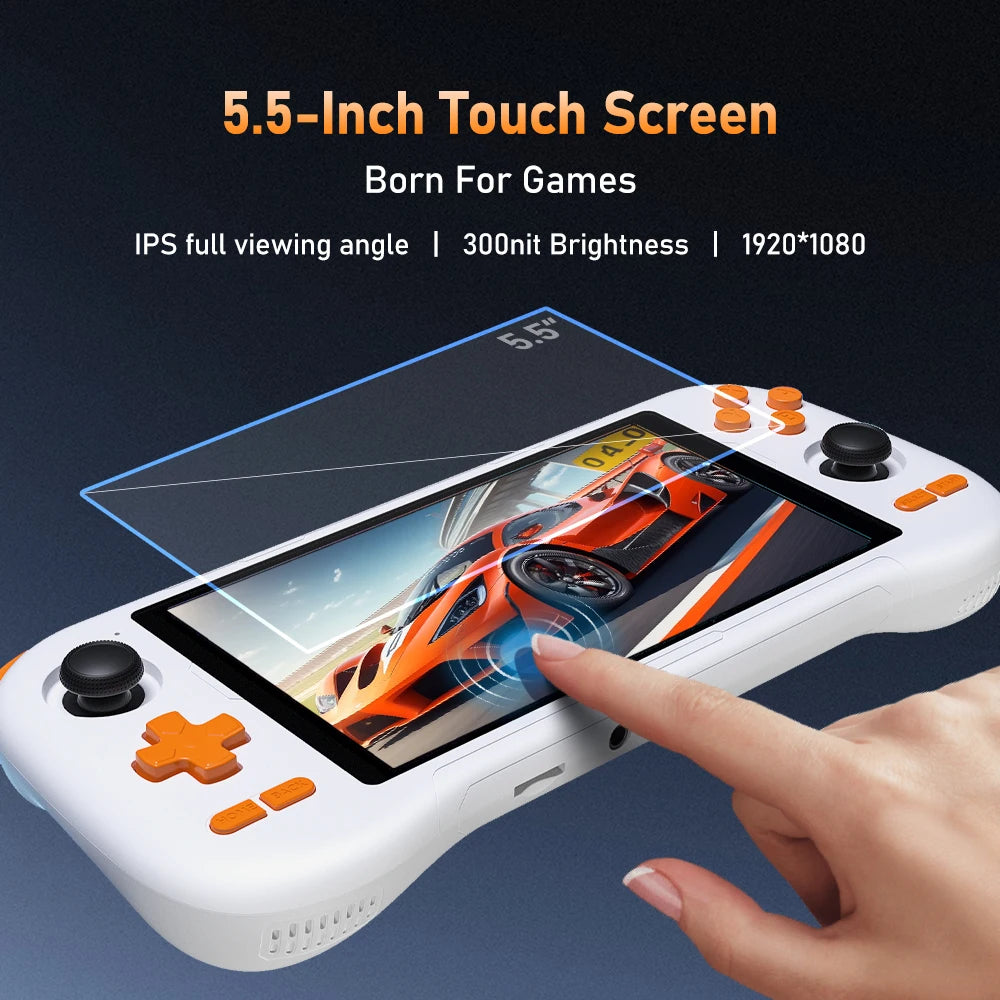 KINHANK K56 Handheld Game Console 5.5'' Touch Screen 50 Emulators for PS1/PSP/DC/SS Android 14 5000mAh WIFI5 Retro Game Player