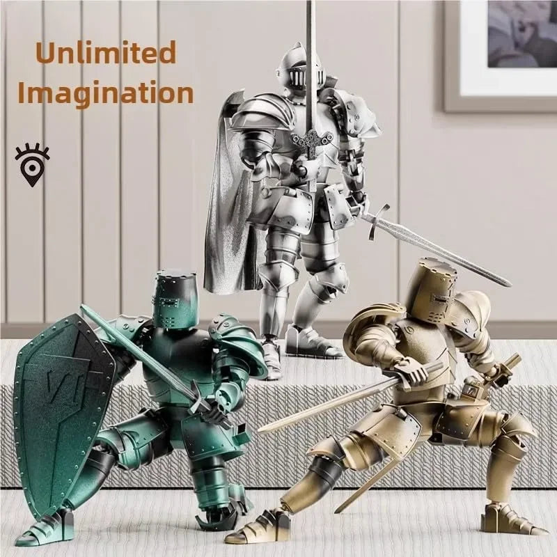 Ritterrüstung-Actionfigur – Beweglicher Roboter zum Selberbauen mit mehreren Gelenken in mittelalterlicher Rüstung, bewegliches Sammlerspielzeug für Kinder und Erwachsene