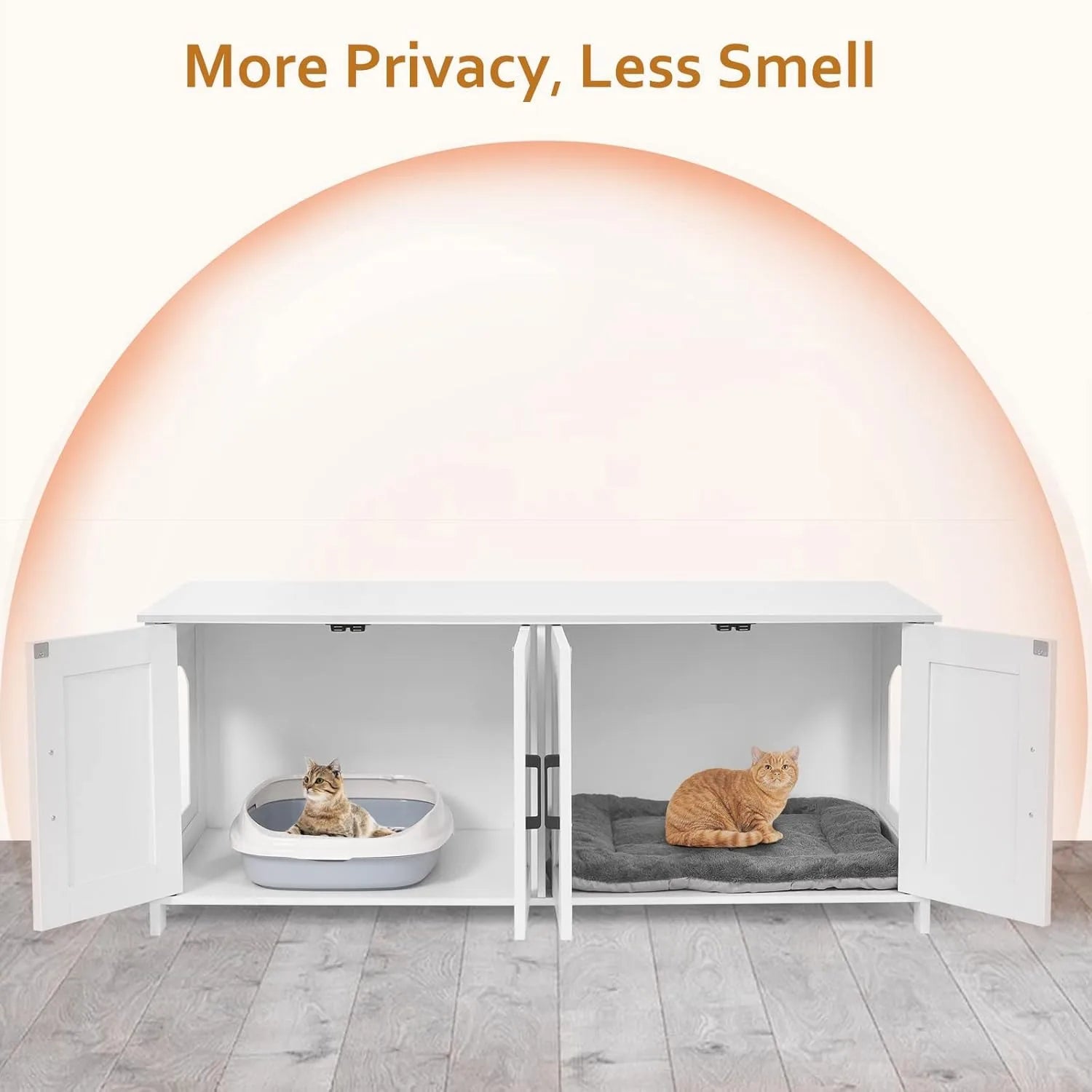 Cat Litter Box Enclosure For 2 cats, Litter Box Furniture Hidden  Double Room,Wooden Cat Washroom Furniture,Cat Hous