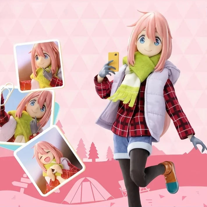 GONG Laid-Back Camp Cloth Action Figure Rin Shima Nadeshiko Kagamihara Anime Figurine Joint Movable Collection Model Toy Desktop