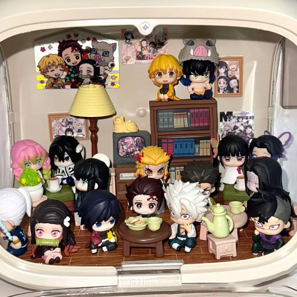 Demon Slayer Q Posket Mini Figurines Wholesale Kimetsu No Yaiba PVC Dolls Set of 5/10/12/15 for Desktop Decoration
