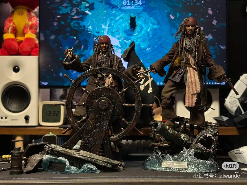 Genuine Hottoys Captain Jack 1/6 Movable Action Figure 30cm Jack Pirates Caribbean Collection Ornaments  Model Dx37 Dx38 Dx39