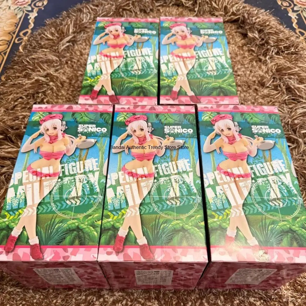In Stock FuRyu Original Genuine Special Figure Super Sonico Military Nomal Color 18cm Sexy Collections Model Toy Figures Gift