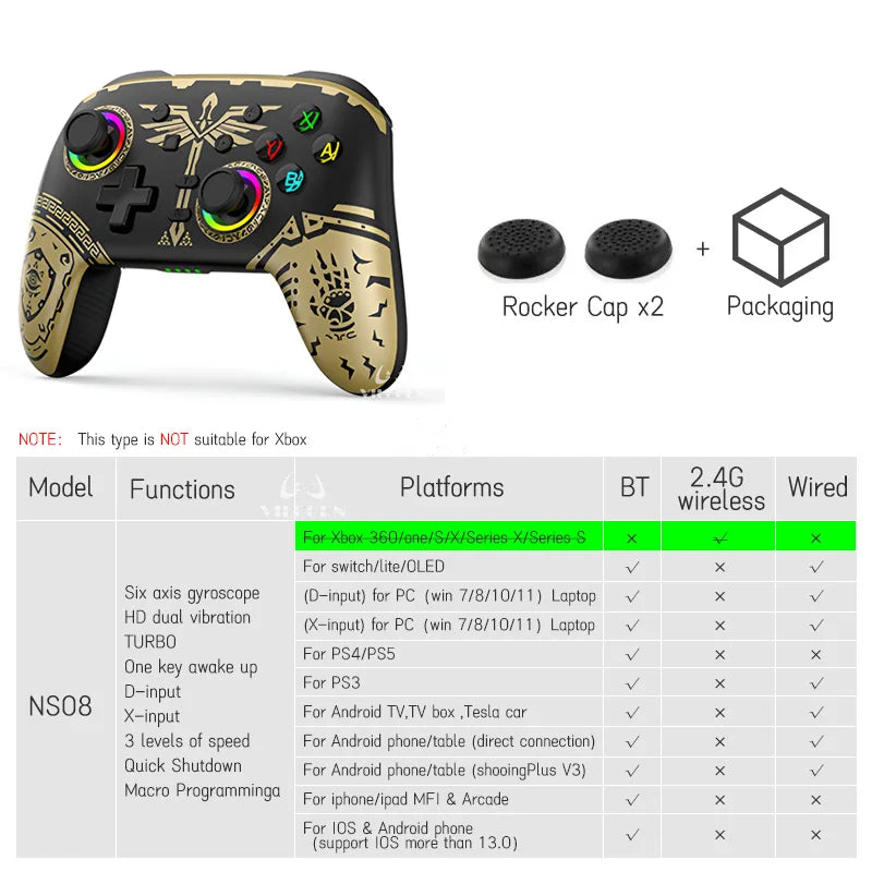 Wireless Gamepad For Pro Switch Elite BT Controller for Switch OLED/Lite Joystick For PC/Steam Deck With 6 Axis