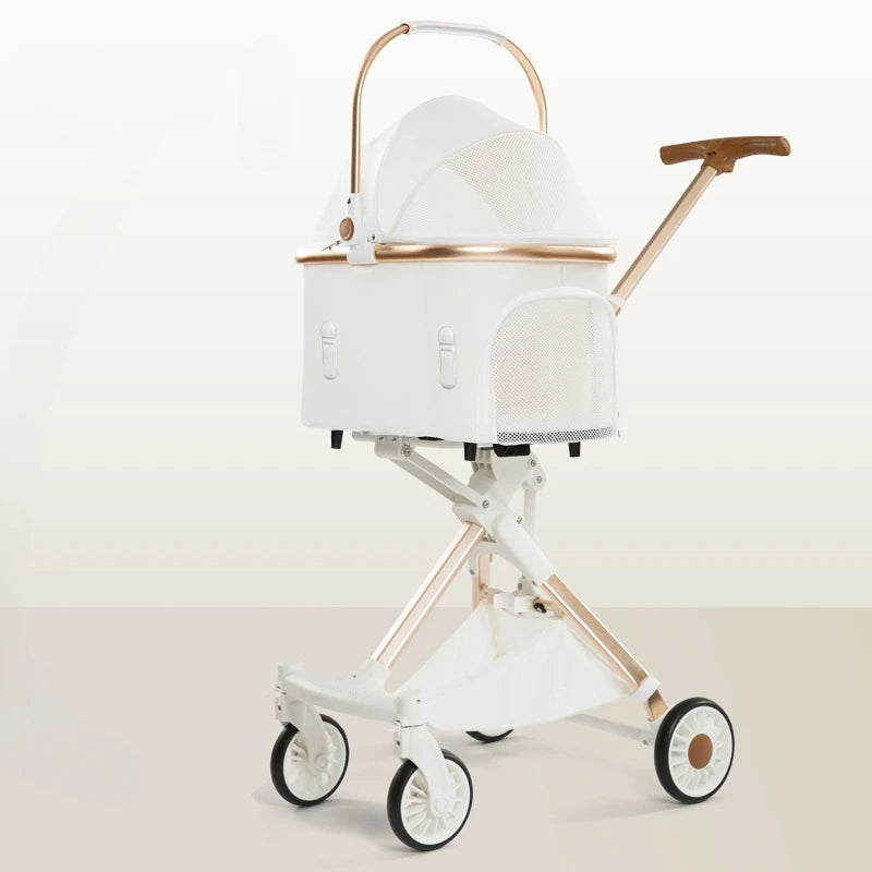 Leichter vierrädriger Haustier-Kinderwagen, faltbarer Katzen-Kinderwagen, tragbarer multifunktionaler Tragekorb, Heimtierbedarf für Reisen im Freien