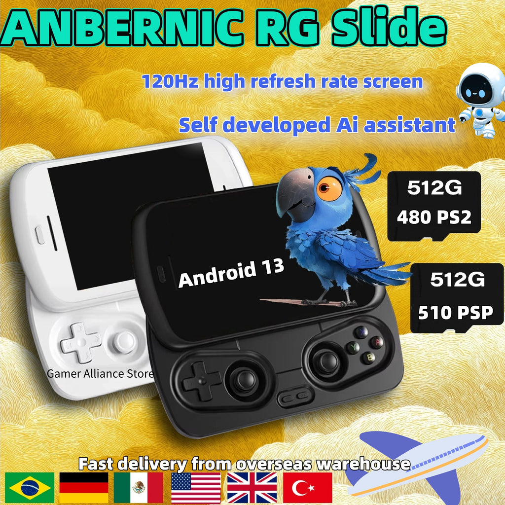 ANBERNIC RG Slide RGSlide Retro Handheld Game Console Video Gaming Player 4.7-inch Screen Android13 120HZ PSP PS2 Game Gifts AI