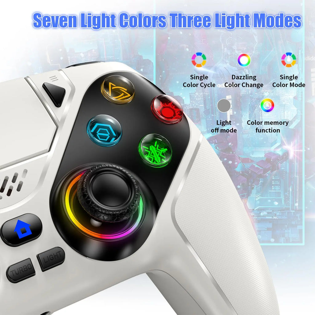 Controller for PS5 RGB Lirhts Wireless Gaming Controllers for Playstion 5 Pro/Slim/PC With Hall Effect Triggers Turbo Vibration
