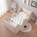Children's Removable Rail Floor Bed with Storage, Standard Crib Size, Safety Upholstered, Suitable for Boys and Girls