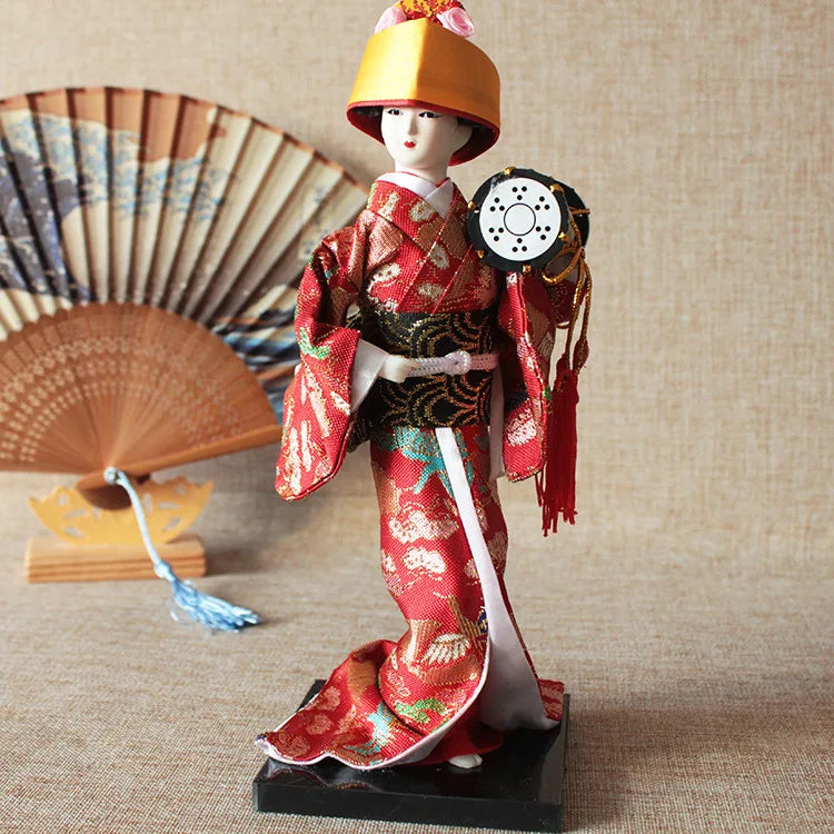 12inch Japanese Geisha Doll Statuette Sitting Figurine Japanese Kimono Kokeshi Kabuki Geisha Handicraft Ornament Birthday Gift