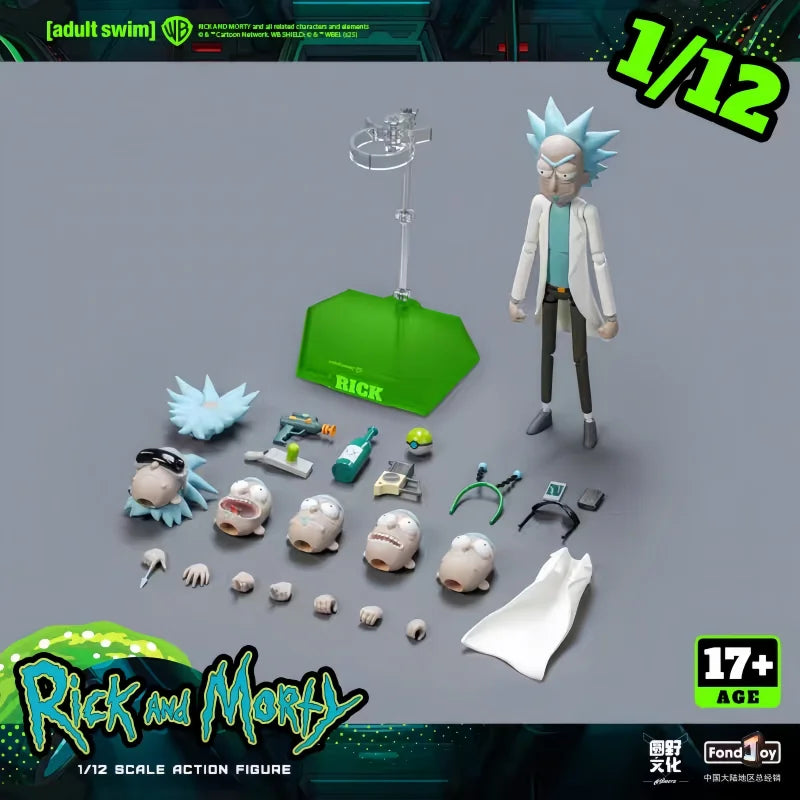 Fondjoy Rick and Morty Genuine Adult Swim Anime Action Figure 1/12 Scale Joint Movable Model Figurine Collectible Gift Toy